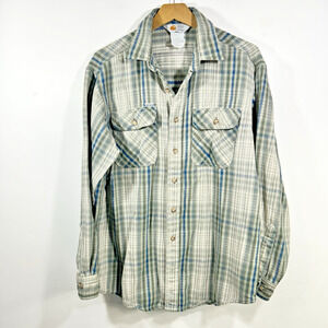 Carhartt Shirt Green Plaid Flannel Button Down Rugged Outdoor Wear Men 15.5 x 32